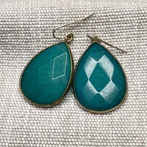 Vintage Faceted Glass Green Teardrop Dangle Earrings  | Anthropologie